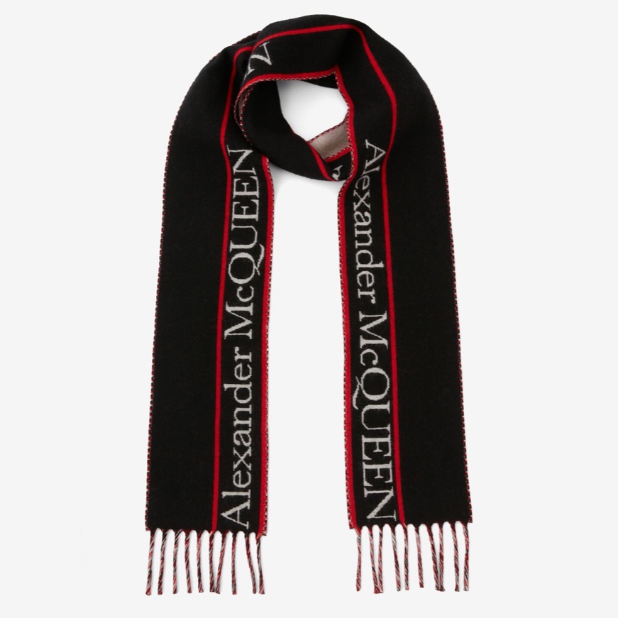 Unisex Alexander Mcqueen Selvedge Ribbon Scarf In Blue/Red